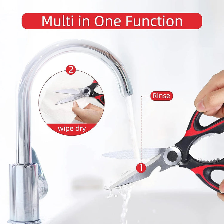 2 Pack Stainless Steel Kitchen Shears Scissors Set for Meat Poultry Fish Nuts Vegetables