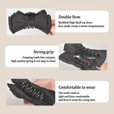 Large Satin Bow Claw Clips Black for Women - Big Clips for Thick Long Hair, Bowknot Accessories, Non-Slip Jaw Clamps for Girls Styling