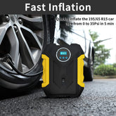 , Black/Yellow 12 V 150 PSI Portable Tire Inflator Air Compressor Pump