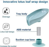 2Pcs Soap Dishes Holder Self Draining Leaf Shape Box Saver Suction Cup Bathroom