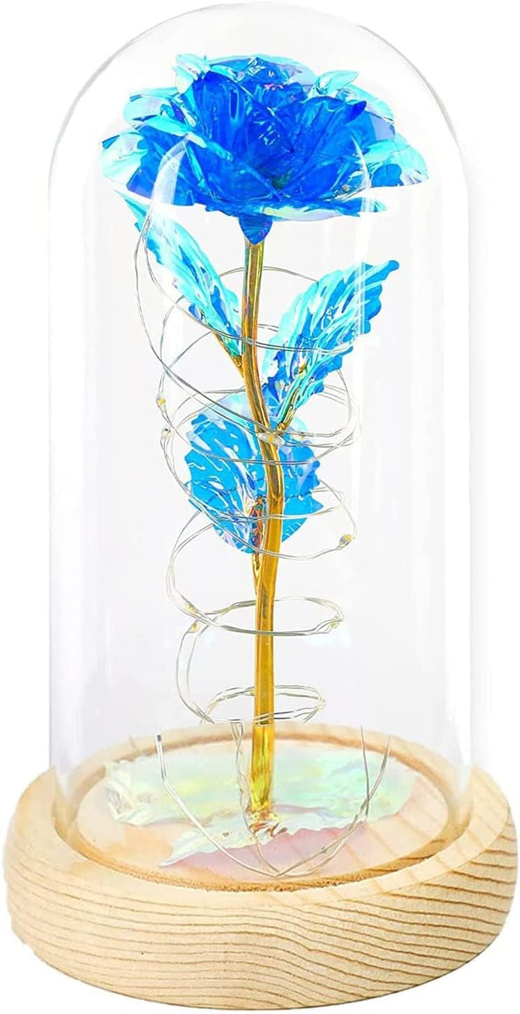 Beauty and the Beast Rose Enchanted Flower with LED Light in Glass Dome for Christmas Valentine&
