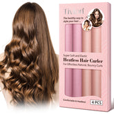 Velvet Fabric Heatless Curling Set-Flexi Rods with Hook-Heatless Curling Rod Headband for All Hair Types- Comfortable & Heatless