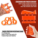 6Pcs Hand Grip Strengthener Kit, Hand Strength Exerciser, Adjustable Resistance 22 to 132Lbs Hand Gripper,Finger Exerciser,Finger Stretcher,Grip Ring & Stress Relief Grip Ball（Orange）