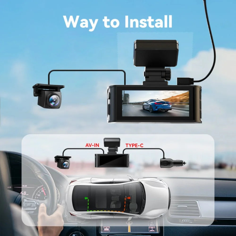 Dash Cam Front and Rear, Dash Cam 4K with Wifi & GPS, 4K/2.5K Front+1080P Rear Dashcam, Dash Camera with Night Vision, 3.18&