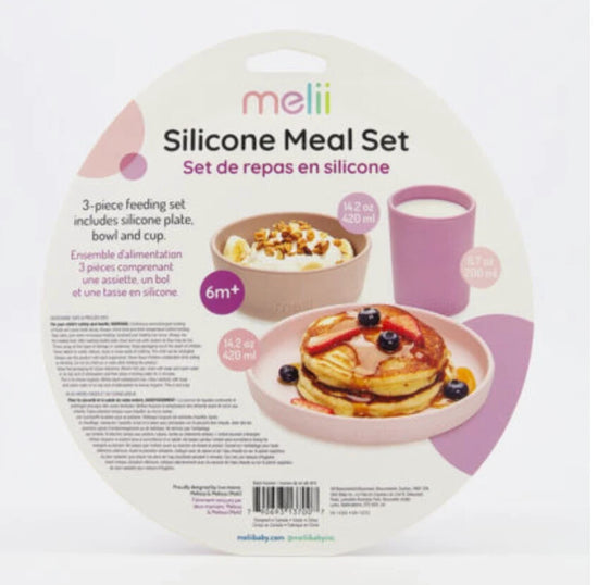 Melii Non-Suction Silicone Plate, Bowl and Cup Set for Toddlers
