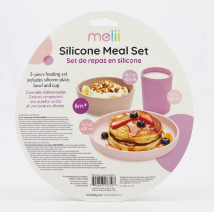 Melii Non-Suction Silicone Plate, Bowl and Cup Set for Toddlers