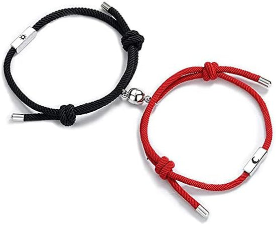 2Pcs Couples Bracelets for Women Men, Matching Heart Bracelets for Couples, Valentines Gift for Boyfriend Girlfriend Best Friend