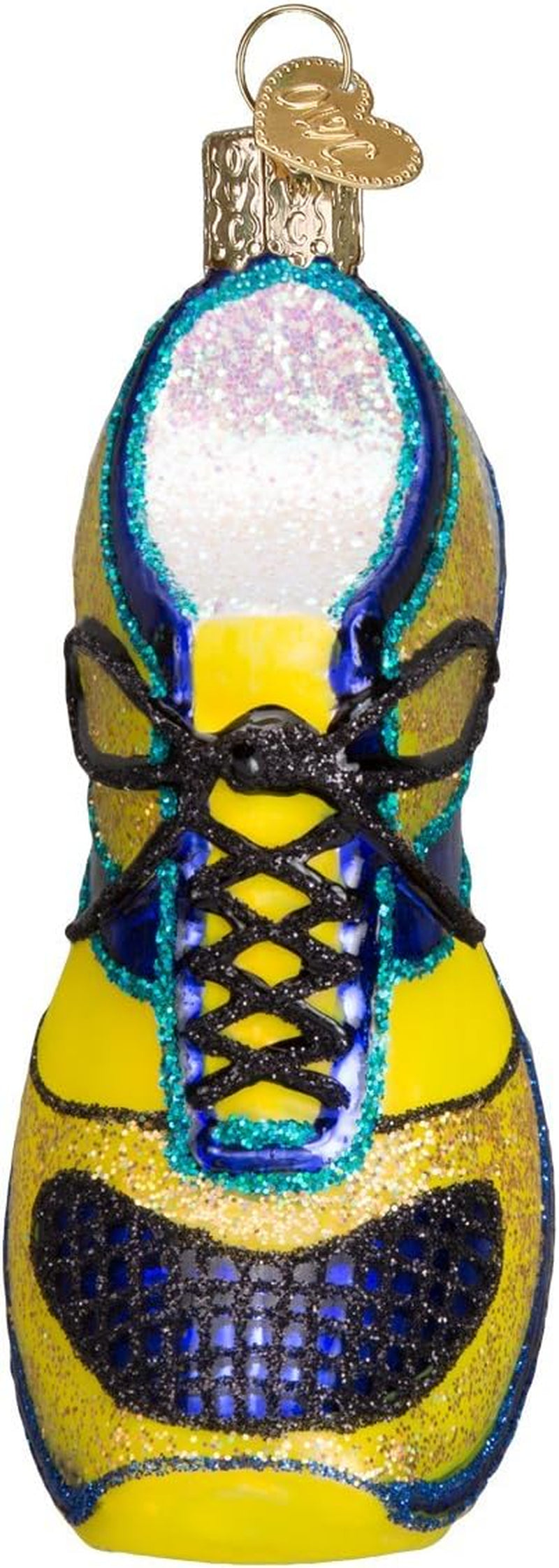 Running Shoe Glass Blown Ornament for Christmas Tree, Handcrafted Holiday Decoration, Sport Collection