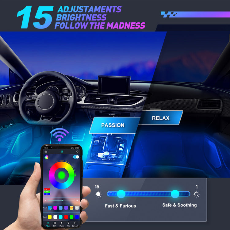 RGB LED Car Interior Accessories Floor Decorative Atmosphere Strip Lamp Lights