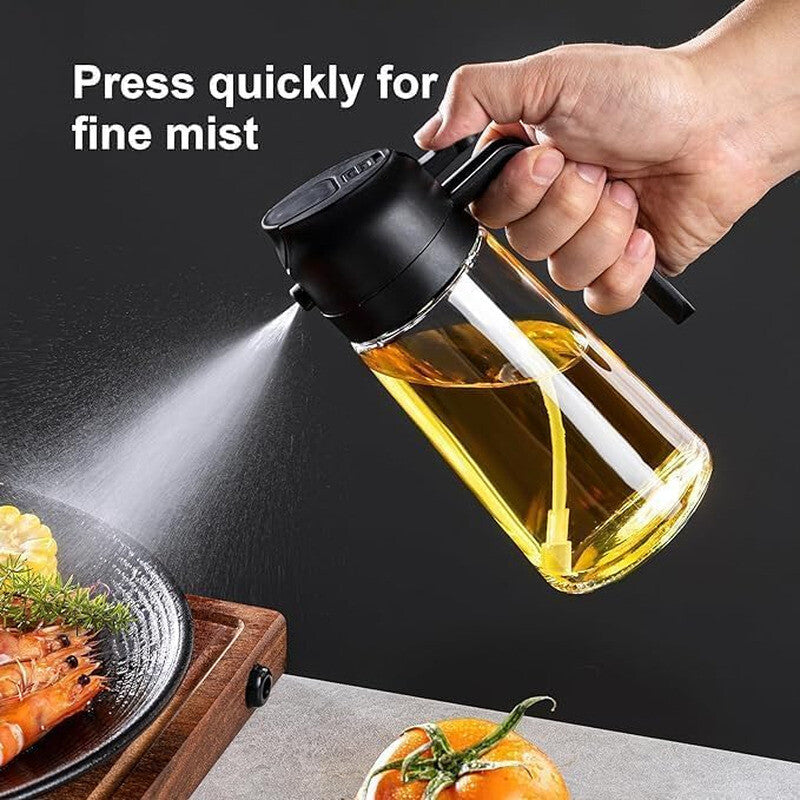 16Oz Oil Dispenser Bottle 2 in 1 Olive Oil Sprayer for Kitchen Cooking 470Ml