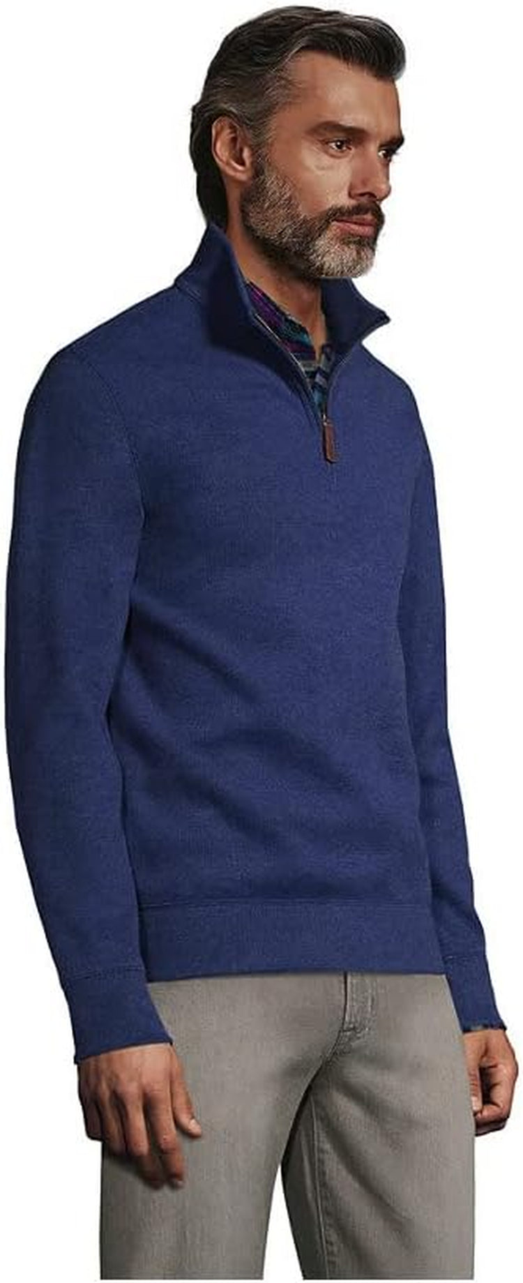 Mens Bedford Rib Quarter Zip Heather Medium Denim Heather Regular X-Large