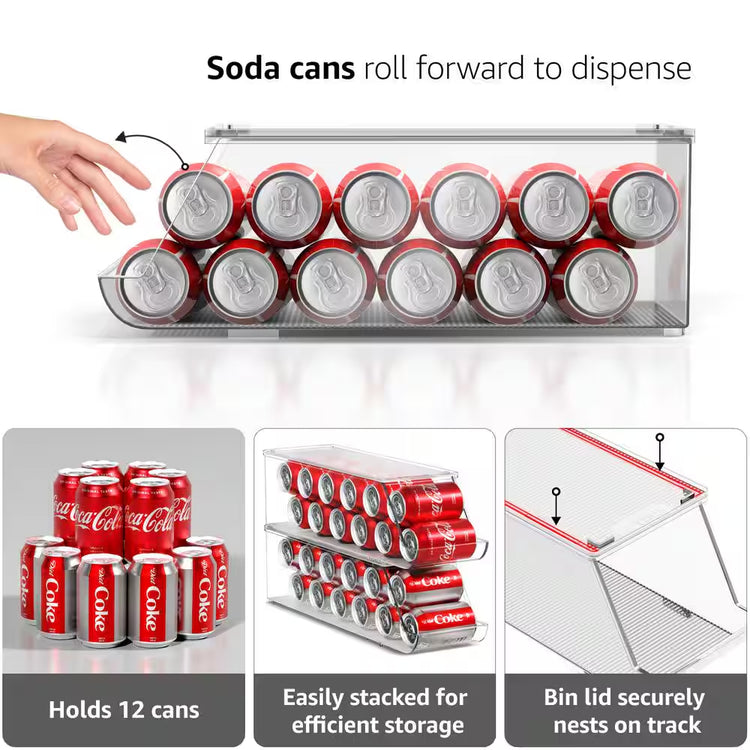 Soda Can Organizer for Refrigerator and Egg Holder for Fridge Set