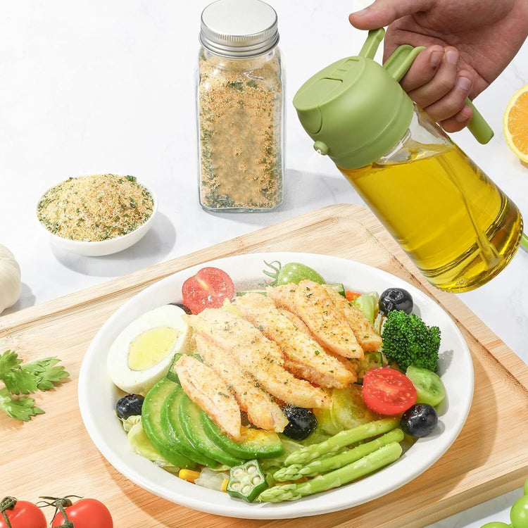 16Oz Oil Dispenser Bottle 2 in 1 Olive Oil Sprayer for Kitchen Cooking 470Ml