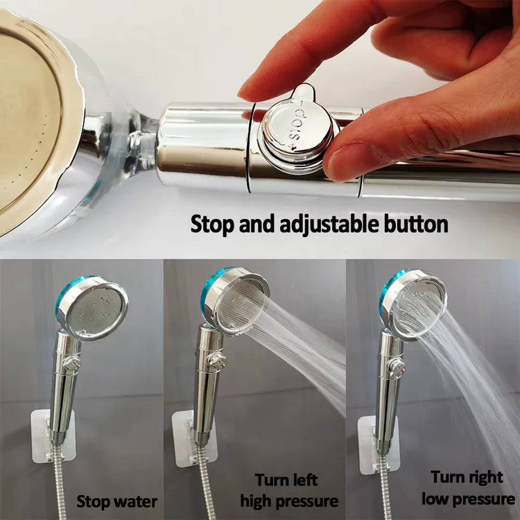 Filtered Turbo Propeller Bathroom Shower Head High Pressure Water Saving Stop Button Showerhead Water Pressure Adjustable Shower