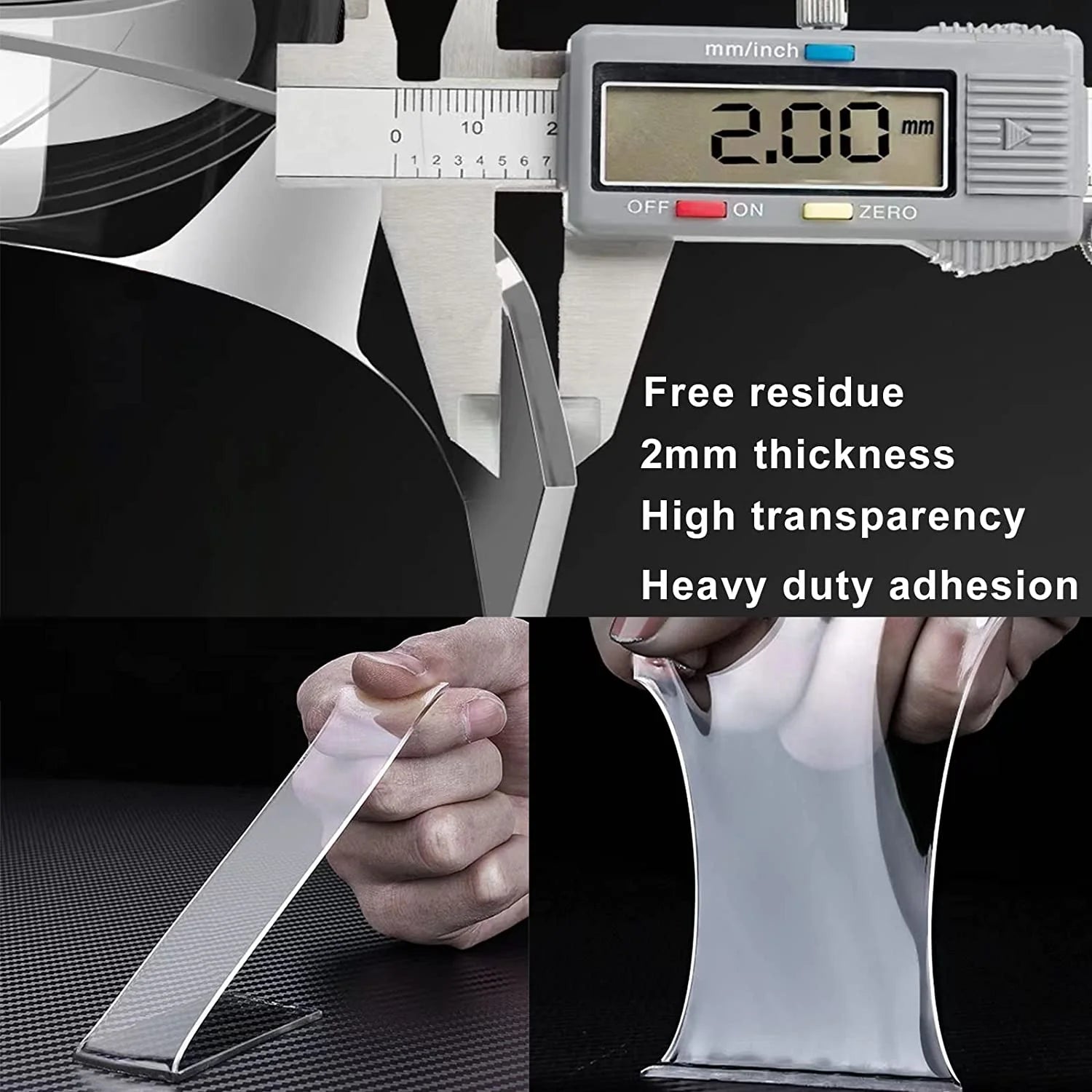 Nano Tape 0.39In X 10Ft, Double Sided Tape Heavy Duty Mounting Tape, Transparent Tape Strong Adhesion Clear Tape, Nano Double Sided Tape Waterproof for Picture Hanging Carpet Tape LED Strip Light