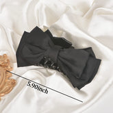 Large Satin Bow Claw Clips Black for Women - Big Clips for Thick Long Hair, Bowknot Accessories, Non-Slip Jaw Clamps for Girls Styling