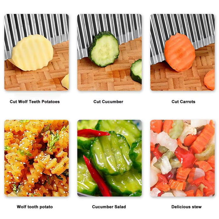 For Kitchen Cortador De Patatas Fritas Para Hacer Patatas Fritas, Cuchillo Ondulado Deacero Inoxidable, Cuchillo De Cocina