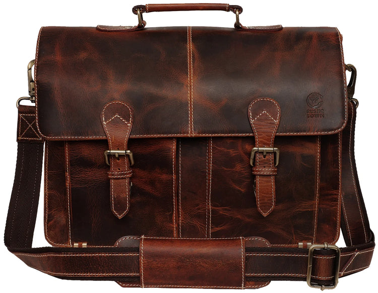 Leather Messenger Bag for Men 16" Laptop Office Business Briefcase Leather Computer Work Bag Shoulder Satchel by