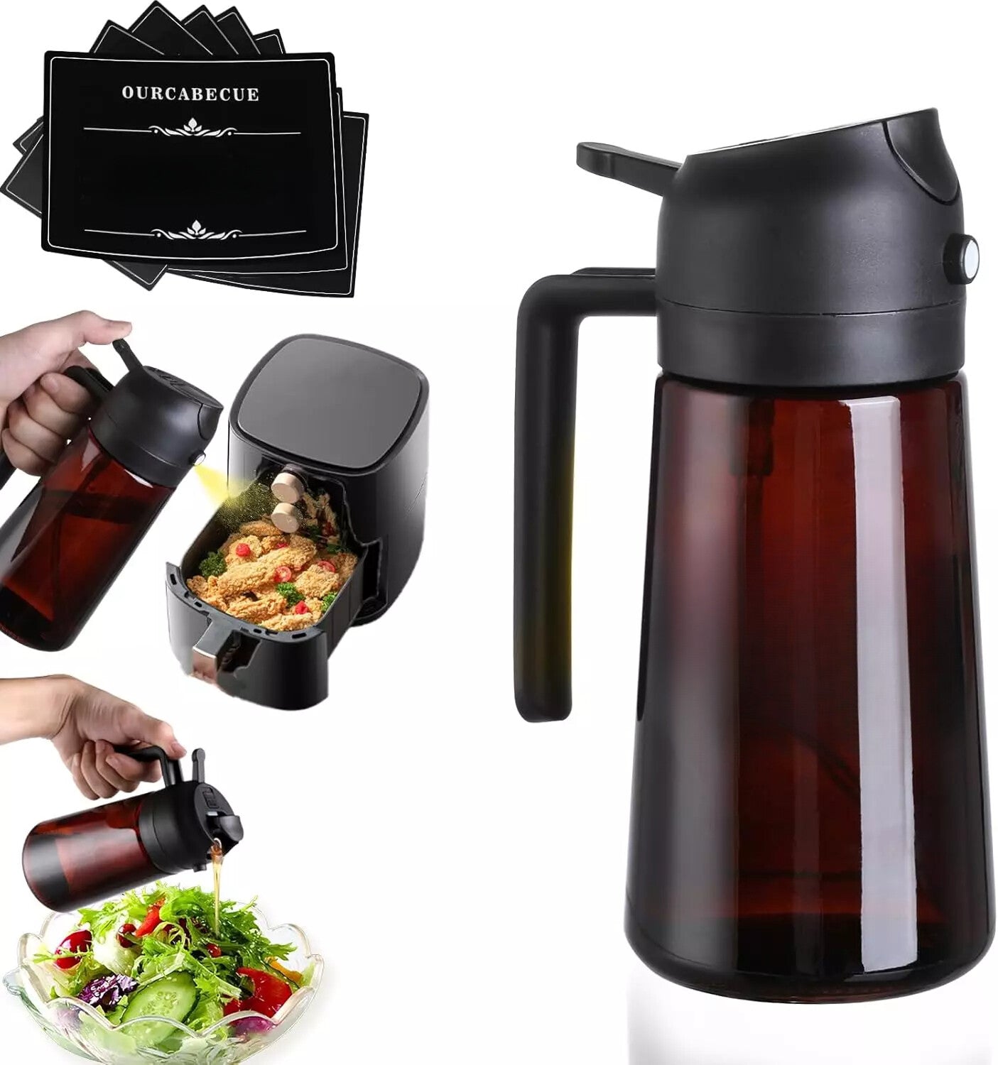 Oil Sprayer for Cooking, Kitchen Maiden 2 in 1 Spray and Pour Olive Oil Dispense