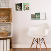 4 Packs 14 Inch Acrylic Floating Bookshelf, Wall Mounted Shelf, Ledge Book Shelf for Living Room, Office, Bedroom, Bathroom, Kitchen