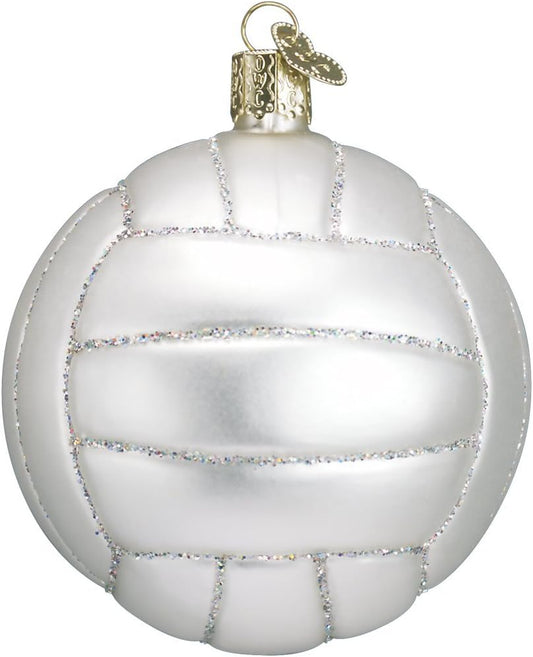 Volleyball Glass Blown Ornament for Christmas Tree, Handcrafted Holiday Decoration, Sport Collection