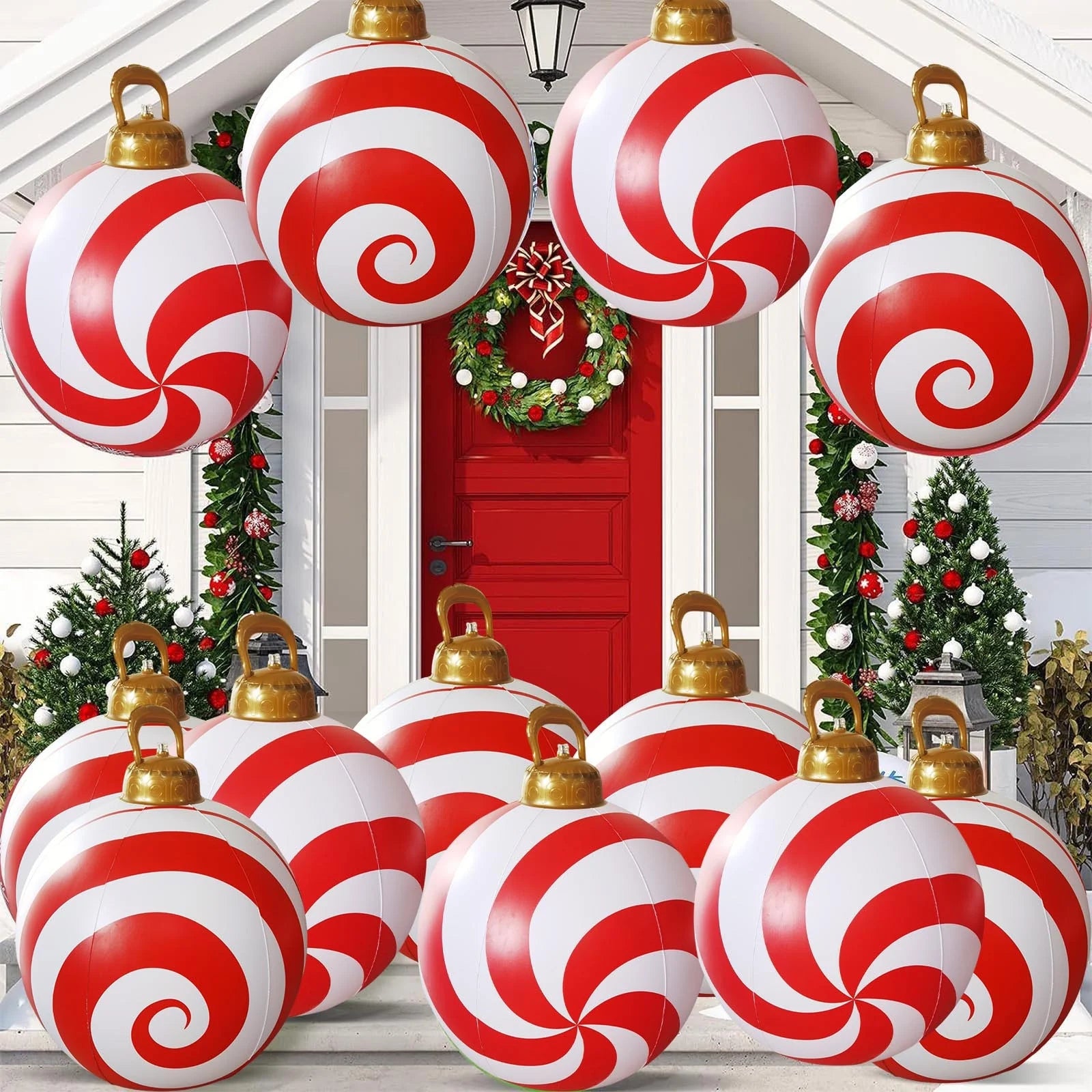 1.97Ft Inflatable Christmas Ball Ornaments Outdoor Large Xmas Blow Ball Decorations for Christmas,Christmas Decoration Pvc Inflatable Christmas Christmas Tree Decorations(A)
