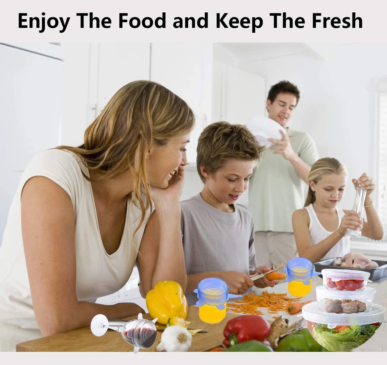 12 Pcs Silicone Stretch Lids, Reusable Durable and Expandable Lids, Keeping Food Fresh, Durable and Stretchable to Fit Various Sizes and Shapes of Containers, Microwave and Dishwasher Safe 6 Sizes