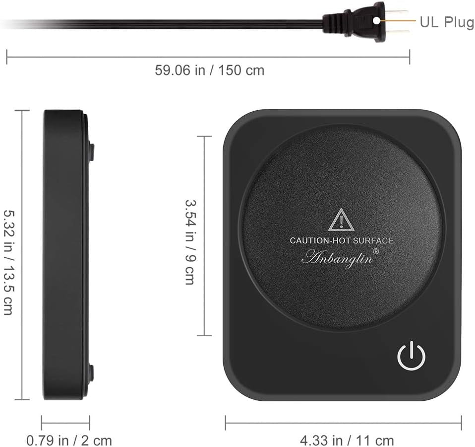 Coffee Mug Warmer, Smart Cup Warmer for Desk, 3 Temperature Control & Auto Shut Off, Electric Cup Warmer for Heating Milk,Tea,Beverage,Candle (Black-No Mug)
