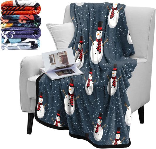 Christmas Throw Blankets, Soft Blankets and Throws, Daughter Mom Friend Gift Snowman Print Decorative Throw Blankets for Couch, 50"X60"