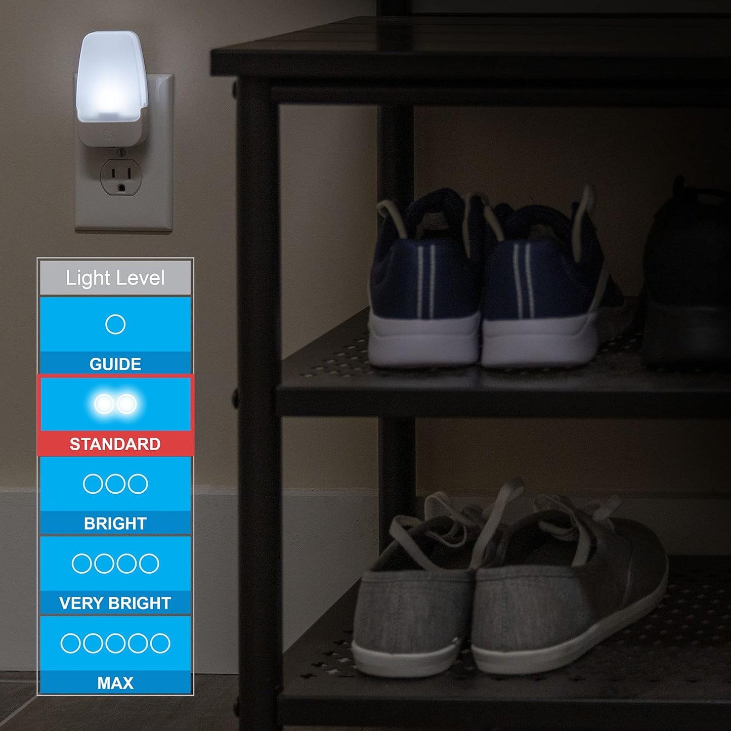 LED Night Light, Plug-In, Dusk to Dawn Sensor, Cool White, Ambient Lighting, Ideal for Kids Adults Bedroom, Bathroom, Nursery, Kitchen, Hallway, 55992, 4 Count