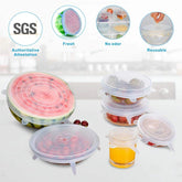 12 Pcs Silicone Stretch Lids, Reusable Durable and Expandable Lids, Keeping Food Fresh, Durable and Stretchable to Fit Various Sizes and Shapes of Containers, Microwave and Dishwasher Safe 6 Sizes