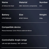 Auto Face Tracking Tripod 360° Rotation Auto Tracking Phone Holder Face Tracking Phone Tripod Holder for Tiktok Video Recording