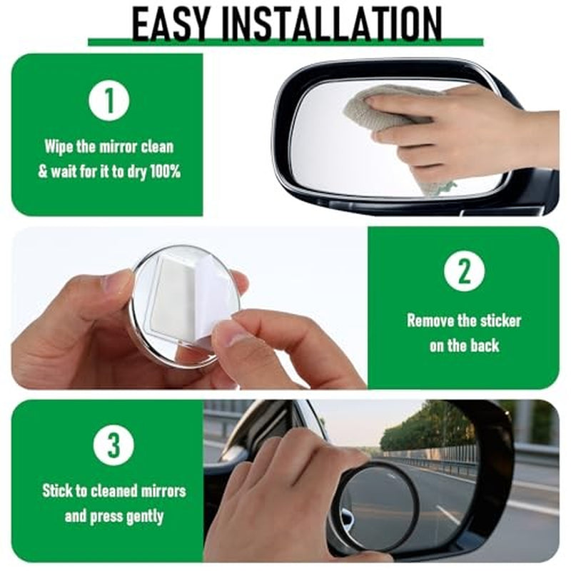 4 Pcs Blind Spot Car Mirrors Wide View Angle Glass round Side Rear Adjustable