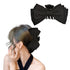 Large Satin Bow Claw Clips Black for Women - Big Clips for Thick Long Hair, Bowknot Accessories, Non-Slip Jaw Clamps for Girls Styling