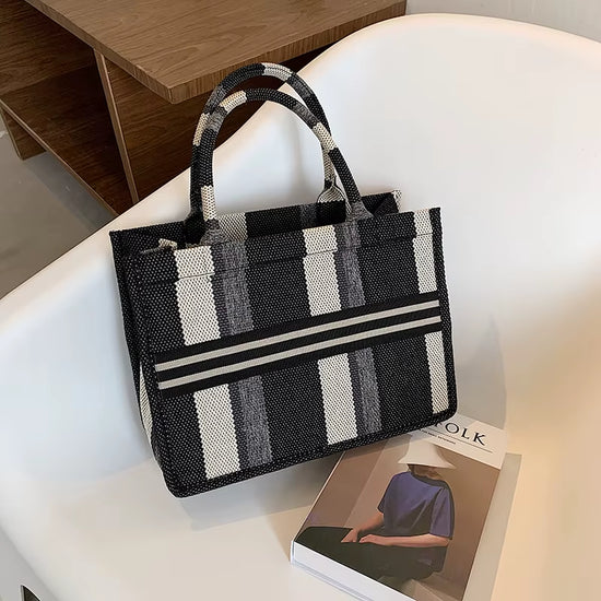 Woman Bag Women Handbag Canvas Shoulder Bag Big Tote Handbag for Woman Color Matching Weave Handbag Bolso Paja HOT